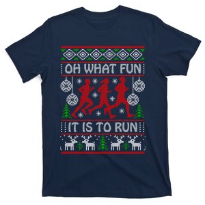 Running Ugly Christmas "Oh What Fun It Is To Run" Funny Ugly T-Shirt