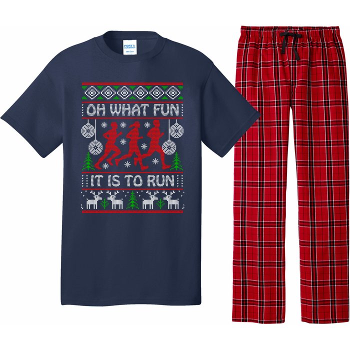 Running Ugly Christmas "Oh What Fun It Is To Run" Funny Ugly Pajama Set