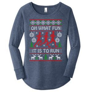 Running Ugly Christmas "Oh What Fun It Is To Run" Funny Ugly Women's Perfect Tri Tunic Long Sleeve Shirt