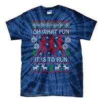 Running Ugly Christmas "Oh What Fun It Is To Run" Funny Ugly Tie-Dye T-Shirt