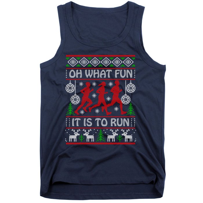 Running Ugly Christmas "Oh What Fun It Is To Run" Funny Ugly Tank Top