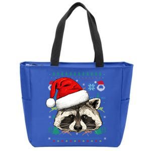 Raccoon Ugly Christmas Santa Hat Xmas Gift Zip Tote Bag