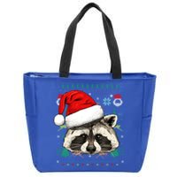 Raccoon Ugly Christmas Santa Hat Xmas Gift Zip Tote Bag