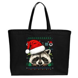 Raccoon Ugly Christmas Santa Hat Xmas Gift Cotton Canvas Jumbo Tote