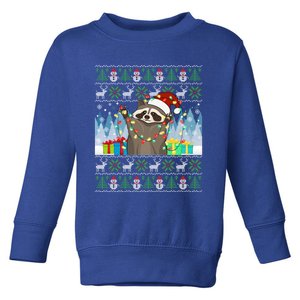 Raccoon Ugly Christmas Xmas Lights Santa Raccoon Gift Toddler Sweatshirt