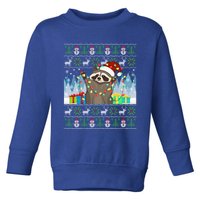 Raccoon Ugly Christmas Xmas Lights Santa Raccoon Gift Toddler Sweatshirt