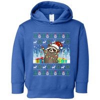 Raccoon Ugly Christmas Xmas Lights Santa Raccoon Gift Toddler Hoodie