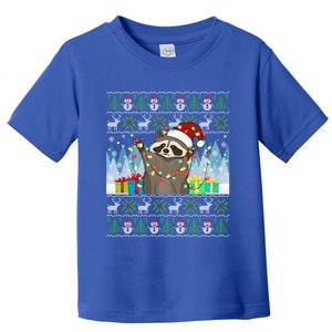 Raccoon Ugly Christmas Xmas Lights Santa Raccoon Gift Toddler T-Shirt