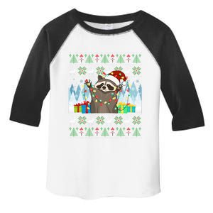 Raccoon Ugly Christmas Xmas Lights Santa Raccoon Gift Toddler Fine Jersey T-Shirt