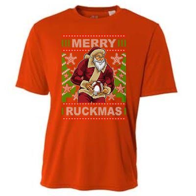 Rugby Ugly Christmas Santa Merry Ruckmas Xmas Great Gift Cooling Performance Crew T-Shirt