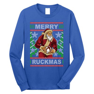 Rugby Ugly Christmas Santa Merry Ruckmas Xmas Great Gift Long Sleeve Shirt