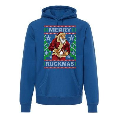 Rugby Ugly Christmas Santa Merry Ruckmas Xmas Great Gift Premium Hoodie