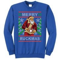 Rugby Ugly Christmas Santa Merry Ruckmas Xmas Great Gift Tall Sweatshirt