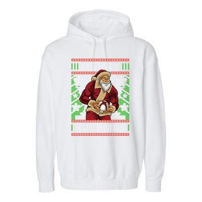 Rugby Ugly Christmas Santa Merry Ruckmas Xmas Great Gift Garment-Dyed Fleece Hoodie