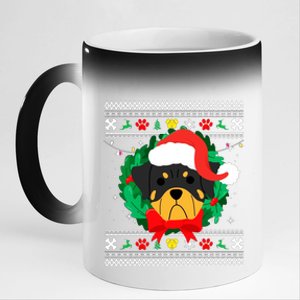 Rottweiler Ugly Christmas Sweater Rottie 11oz Black Color Changing Mug