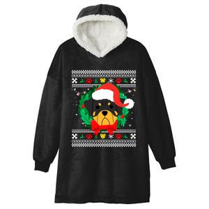 Rottweiler Ugly Christmas Sweater Rottie Hooded Wearable Blanket