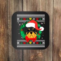 Rottweiler Ugly Christmas Sweater Rottie Coaster