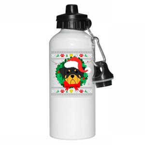 Rottweiler Ugly Christmas Sweater Rottie Aluminum Water Bottle