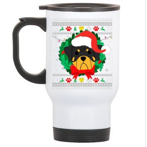 Rottweiler Ugly Christmas Sweater Rottie Stainless Steel Travel Mug