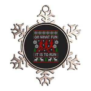 Running Ugly Christmas Oh What Fun It Is To Run Funny Ugly Metallic Star Ornament