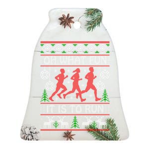 Running Ugly Christmas Oh What Fun It Is To Run Funny Ugly Ceramic Bell Ornament