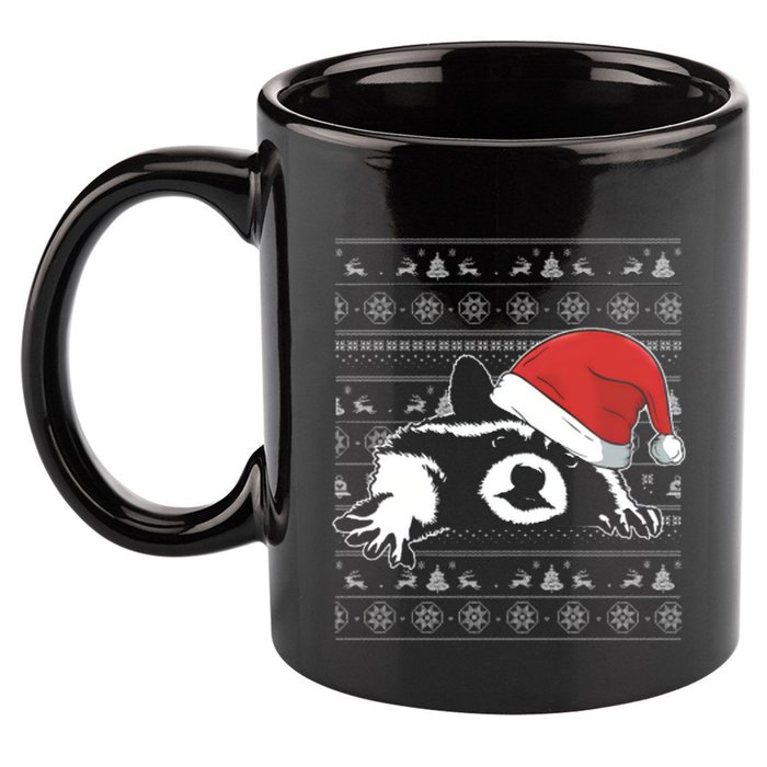 Racoon Ugly Christmas 11oz C Handle Ceramic Mug