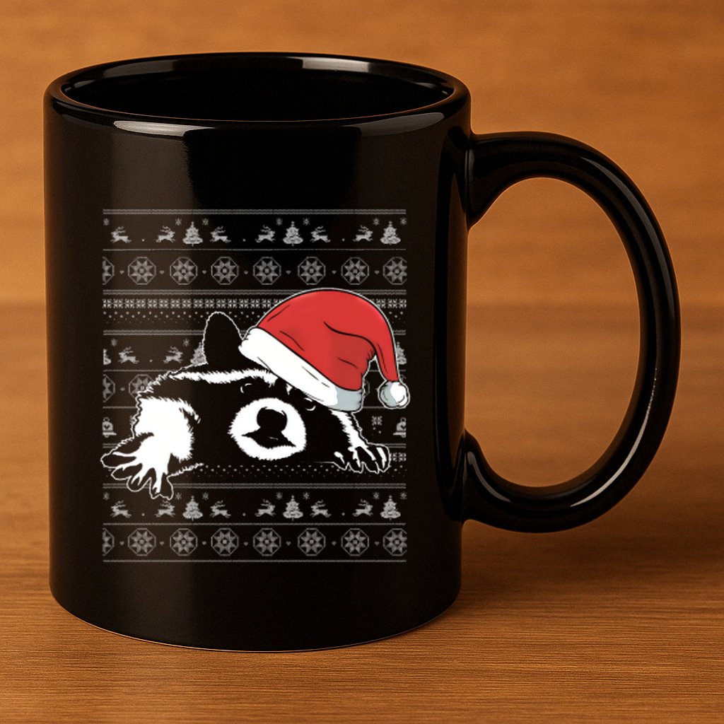 Racoon Ugly Christmas 11oz C Handle Ceramic Mug
