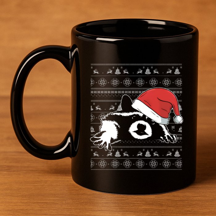 Racoon Ugly Christmas 11oz C Handle Ceramic Mug