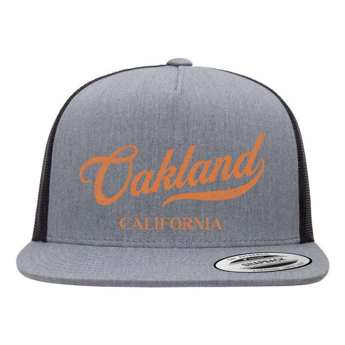 Retro USA California State Vintage Oakland Flat Bill Trucker Hat