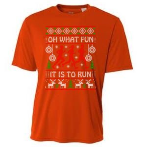 Running Ugly Christmas Oh What Fun It Is To Run Funny Ugly Gift Cooling Performance Crew T-Shirt