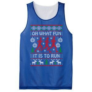 Running Ugly Christmas Oh What Fun It Is To Run Funny Ugly Gift Mesh Reversible Basketball Jersey Tank