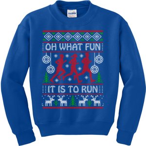 Running Ugly Christmas Oh What Fun It Is To Run Funny Ugly Gift Kids Sweatshirt