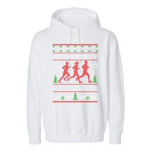 Running Ugly Christmas Oh What Fun It Is To Run Funny Ugly Gift Garment-Dyed Fleece Hoodie