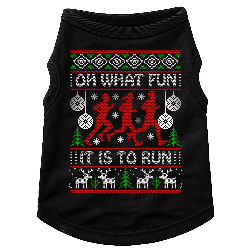 Running Ugly Christmas Oh What Fun It Is To Run Funny Ugly Gift Doggie Tank