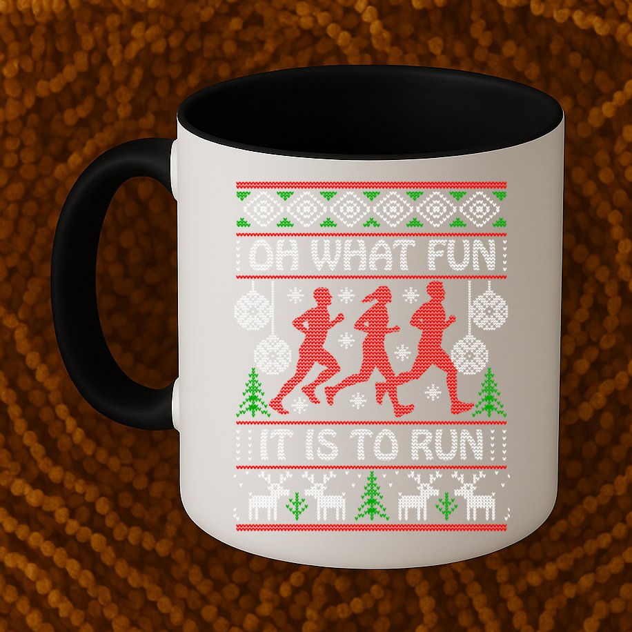 Running Ugly Christmas Oh What Fun It Is To Run Funny Ugly Gift Mug