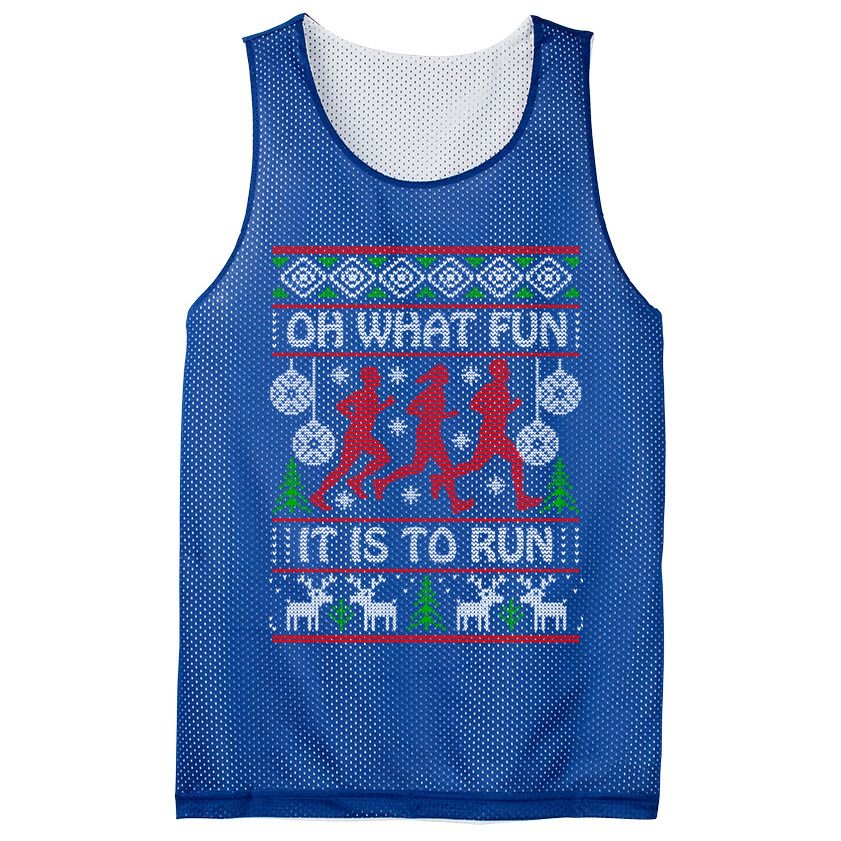 Running Ugly Christmas Oh What Fun It Is To Run Funny Ugly Gift Mesh Reversible Basketball Jersey Tank