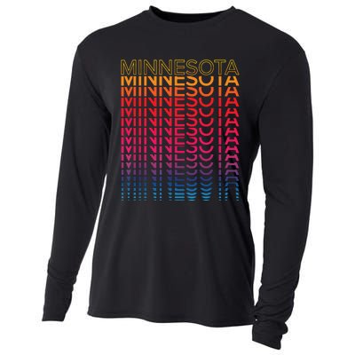 Retro Usa Colorful State Nostalgic Minnesota Cooling Performance Long Sleeve Crew