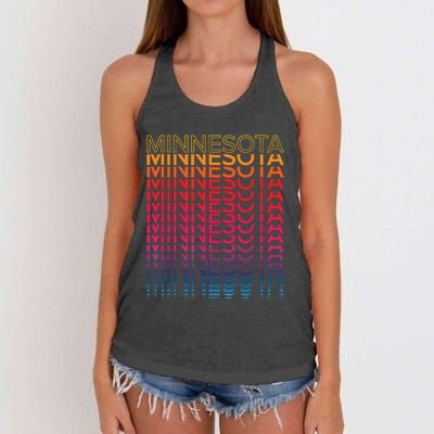 Retro Usa Colorful State Nostalgic Minnesota Women's Knotted Racerback Tank