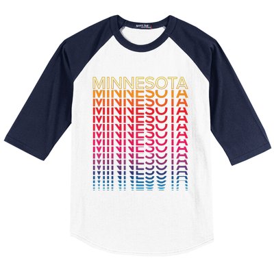 Retro Usa Colorful State Nostalgic Minnesota Baseball Sleeve Shirt