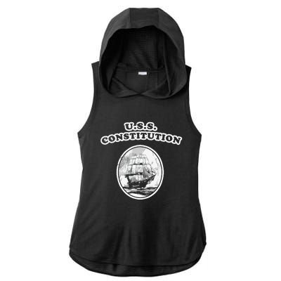 Retro USS Constitution By Turbo Volcano Ladies PosiCharge Tri-Blend Wicking Draft Hoodie Tank