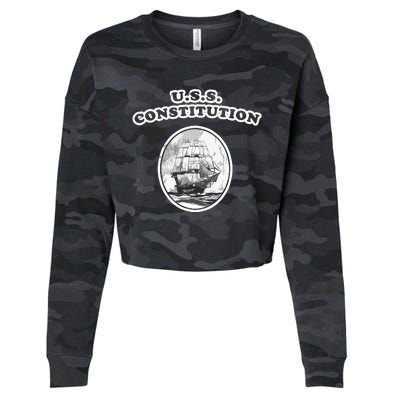 Retro USS Constitution By Turbo Volcano Cropped Pullover Crew