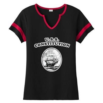 Retro USS Constitution By Turbo Volcano Ladies Halftime Notch Neck Tee