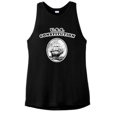 Retro USS Constitution By Turbo Volcano Ladies PosiCharge Tri-Blend Wicking Tank