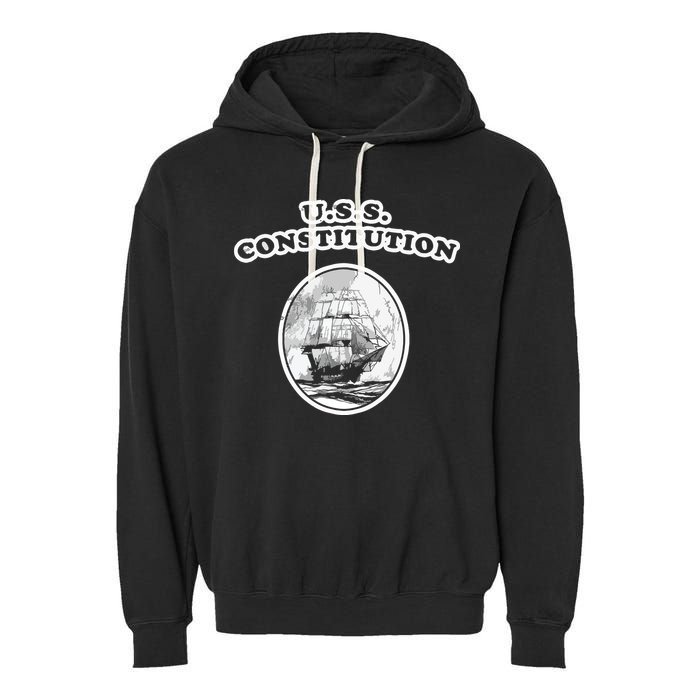 Retro USS Constitution By Turbo Volcano Garment-Dyed Fleece Hoodie