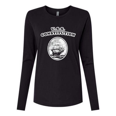 Retro USS Constitution By Turbo Volcano Womens Cotton Relaxed Long Sleeve T-Shirt