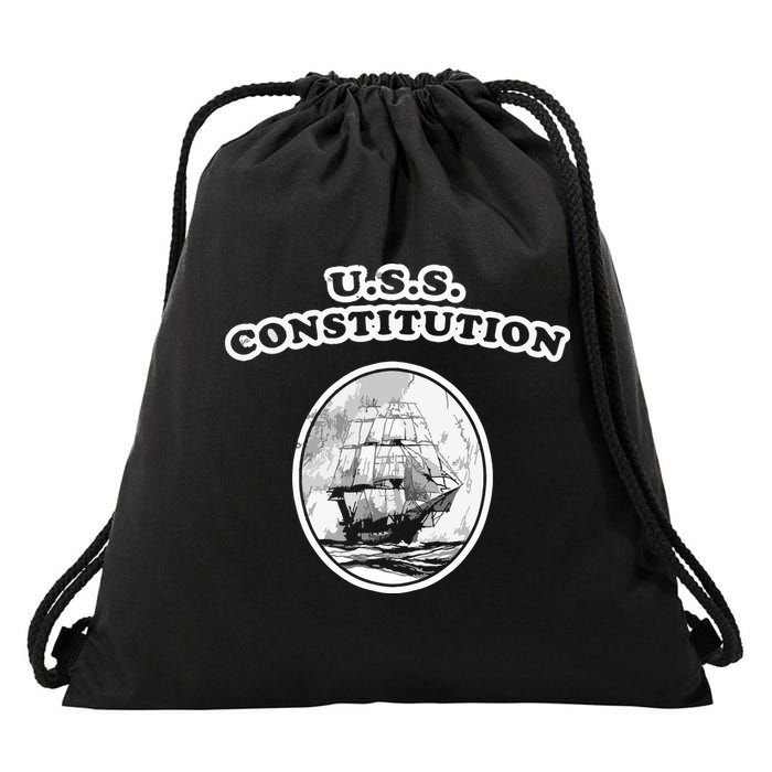 Retro USS Constitution By Turbo Volcano Drawstring Bag