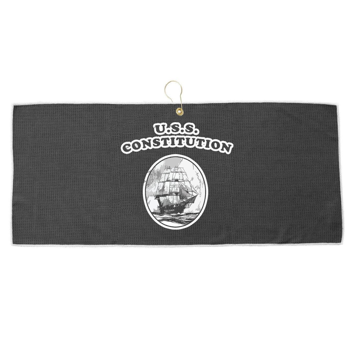 Retro USS Constitution By Turbo Volcano Large Microfiber Waffle Golf Towel