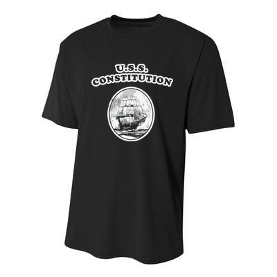 Retro USS Constitution By Turbo Volcano Youth Performance Sprint T-Shirt