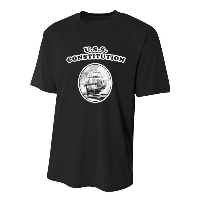 Retro USS Constitution By Turbo Volcano Youth Performance Sprint T-Shirt