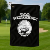 Retro USS Constitution By Turbo Volcano Golf Towel